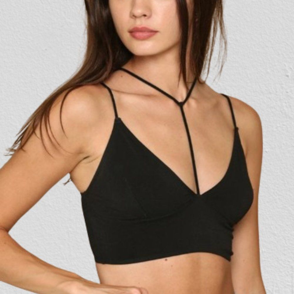 Black Seamless Brami with Chocker Neck Bralette 4340 NWT Boutique